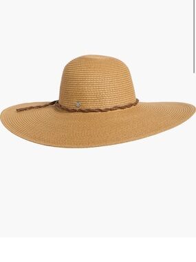 Roxy Braided Trim Wide Brim Sun Hat in Tan